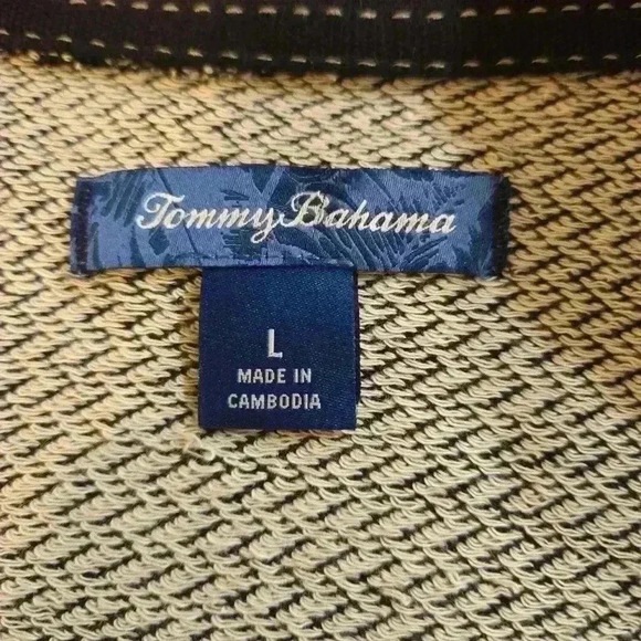 Tommy Bahama Mens 1/4 Zip Pullover Chevron Sweater Black Size Large - Picture 7 of 10